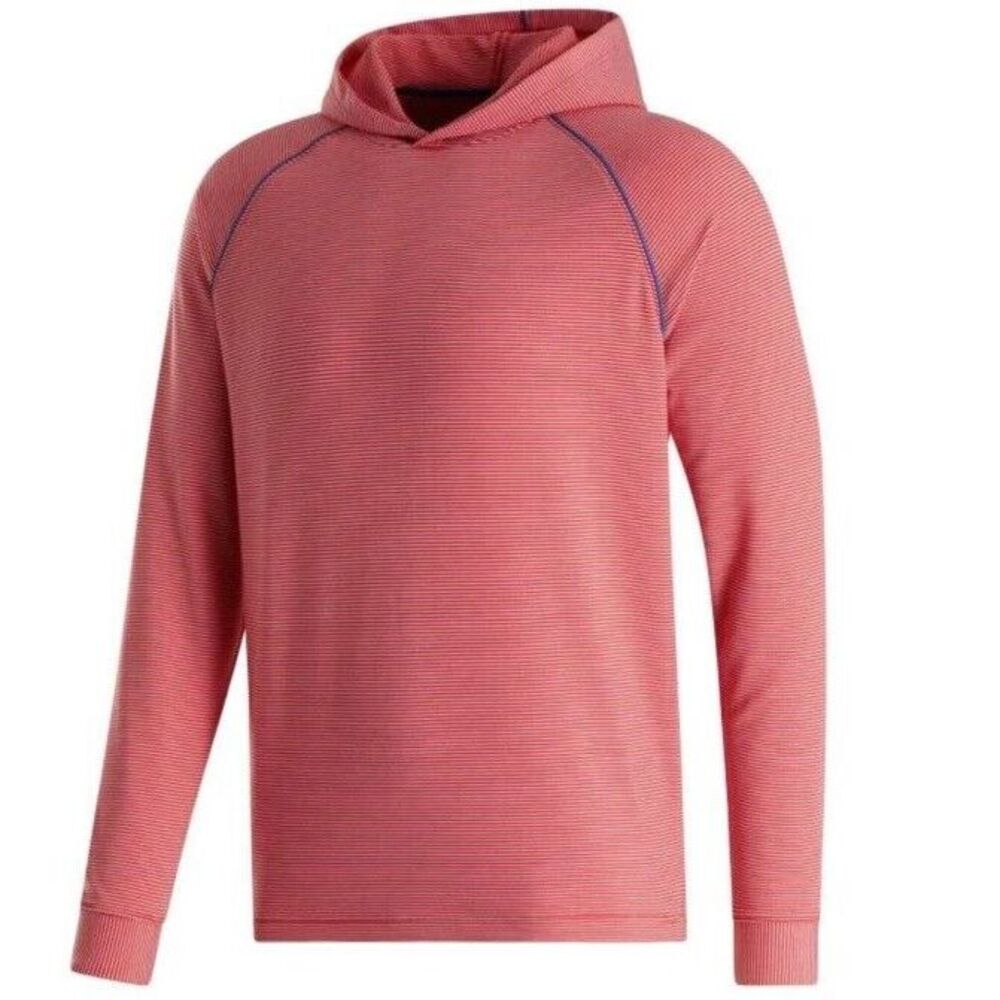 Men's FootJoy Pinstriped Hoodie Golf Midlayer Red/White Royal Lakes Logo Medium